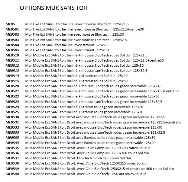 Option mur exterieur sans toit